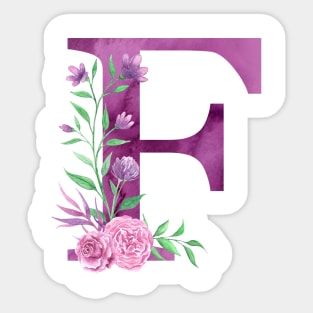 Floral Monogram F Beautiful Rose Bouquet Sticker